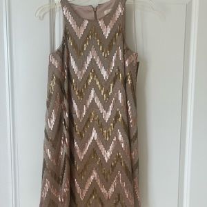 Sequence Aiden Mattox sleeveless dress in rose gold